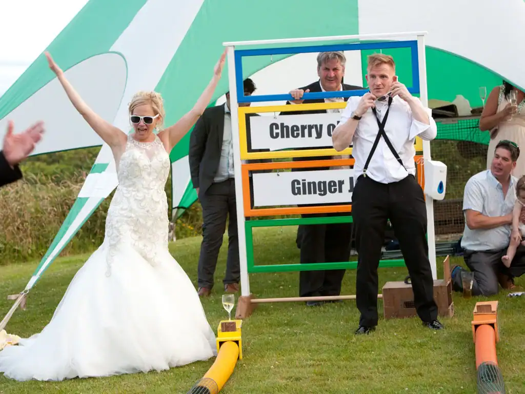 bride at ferret racing event&nbsp;
