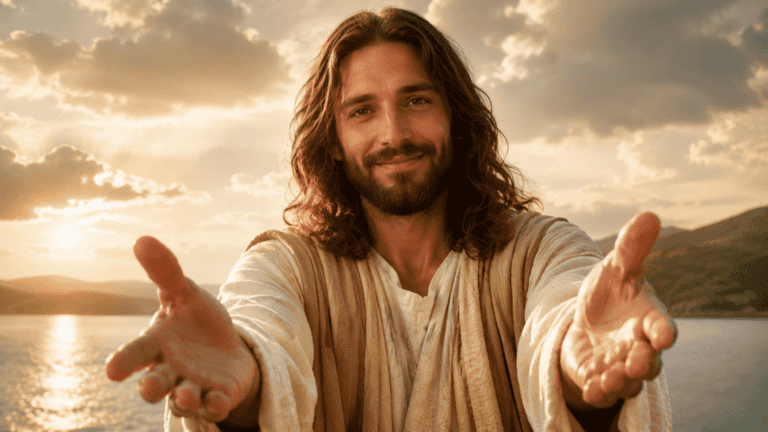 Jesus com as mãos estendidas