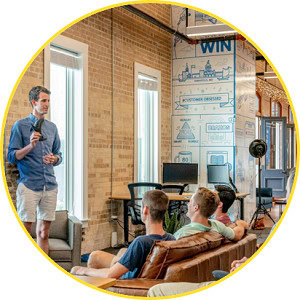 A person presenting to a group