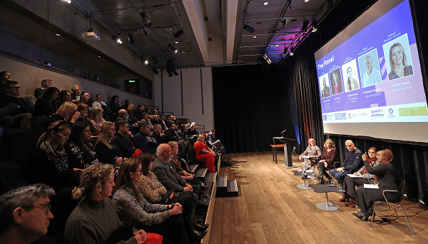 Panel and audience at the Ambitious LCR launch event, Bluecoat, Liverpool 