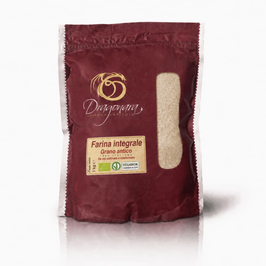 alt text=pacco di farina integrale di saragolla