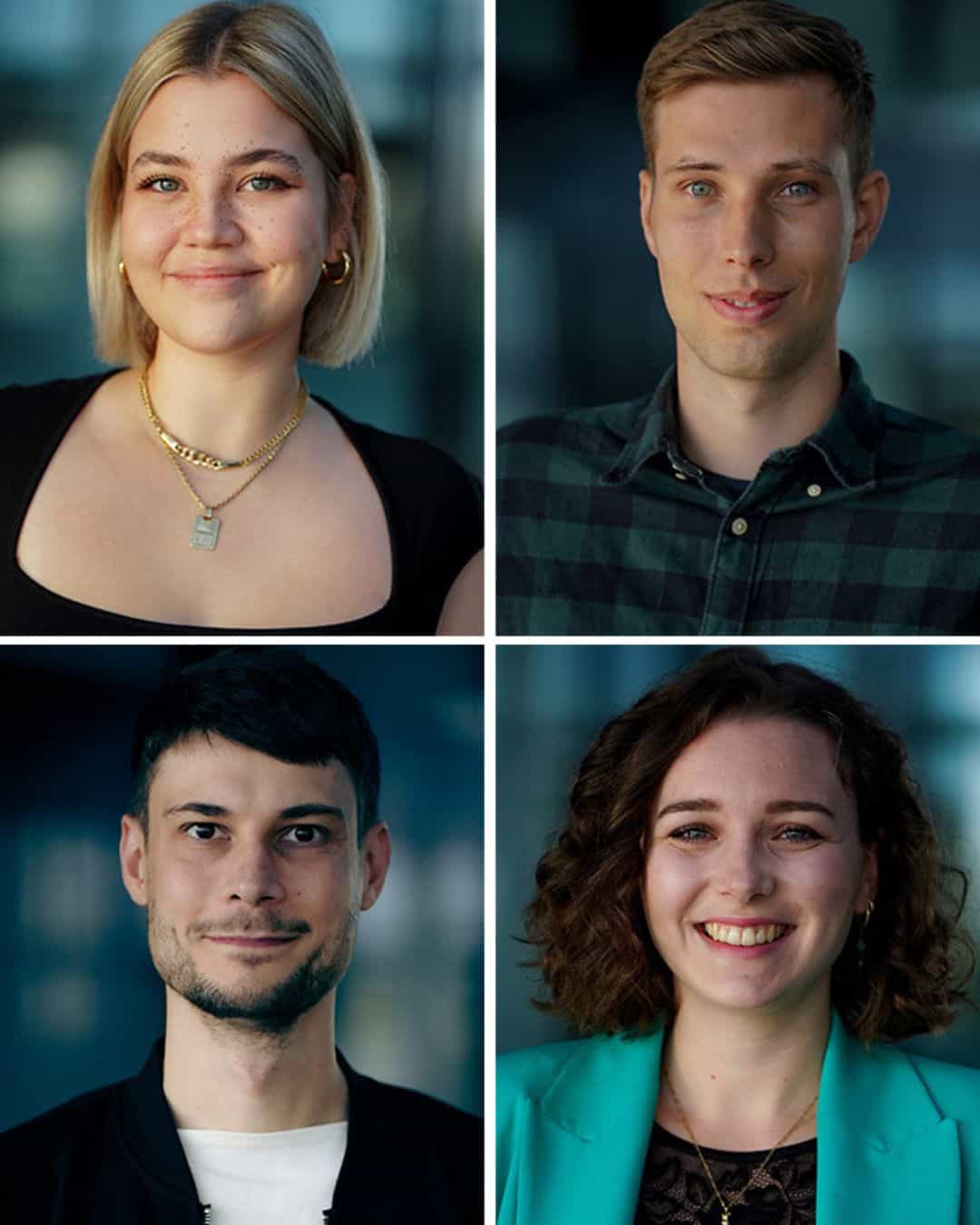 Die Tiefgang-Talente der 62. Lehrredaktion: Phoebe Koppendorfer, Jan Krüßmann, Merline Menze und Anna Tratter. Foto: David-Pierce Brill