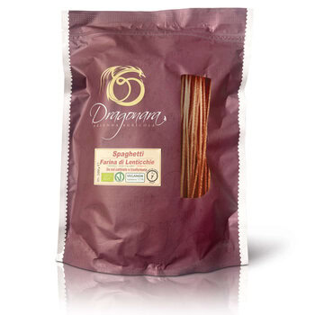alt text=spaghetti con farina di lenticchie biologica